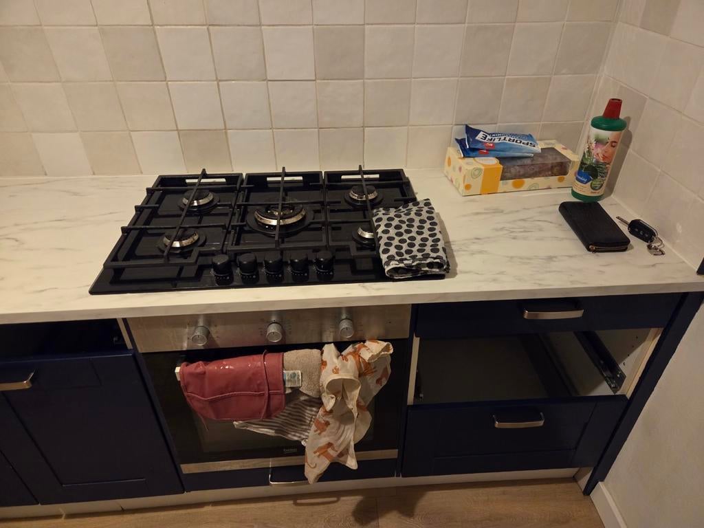 Keukenblad met wasbak, zonder gaskookplaat, Huis en Inrichting, Keuken | Complete keukens, Wit, Kunststof, Ophalen