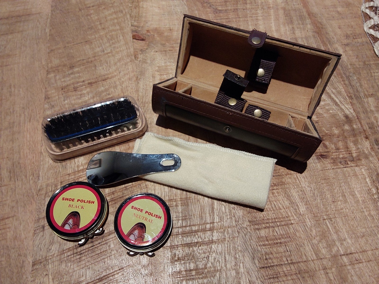 Vintage reis schoenpoetsset spirit of st.louis., Ophalen of Verzenden, Huis en Inrichting