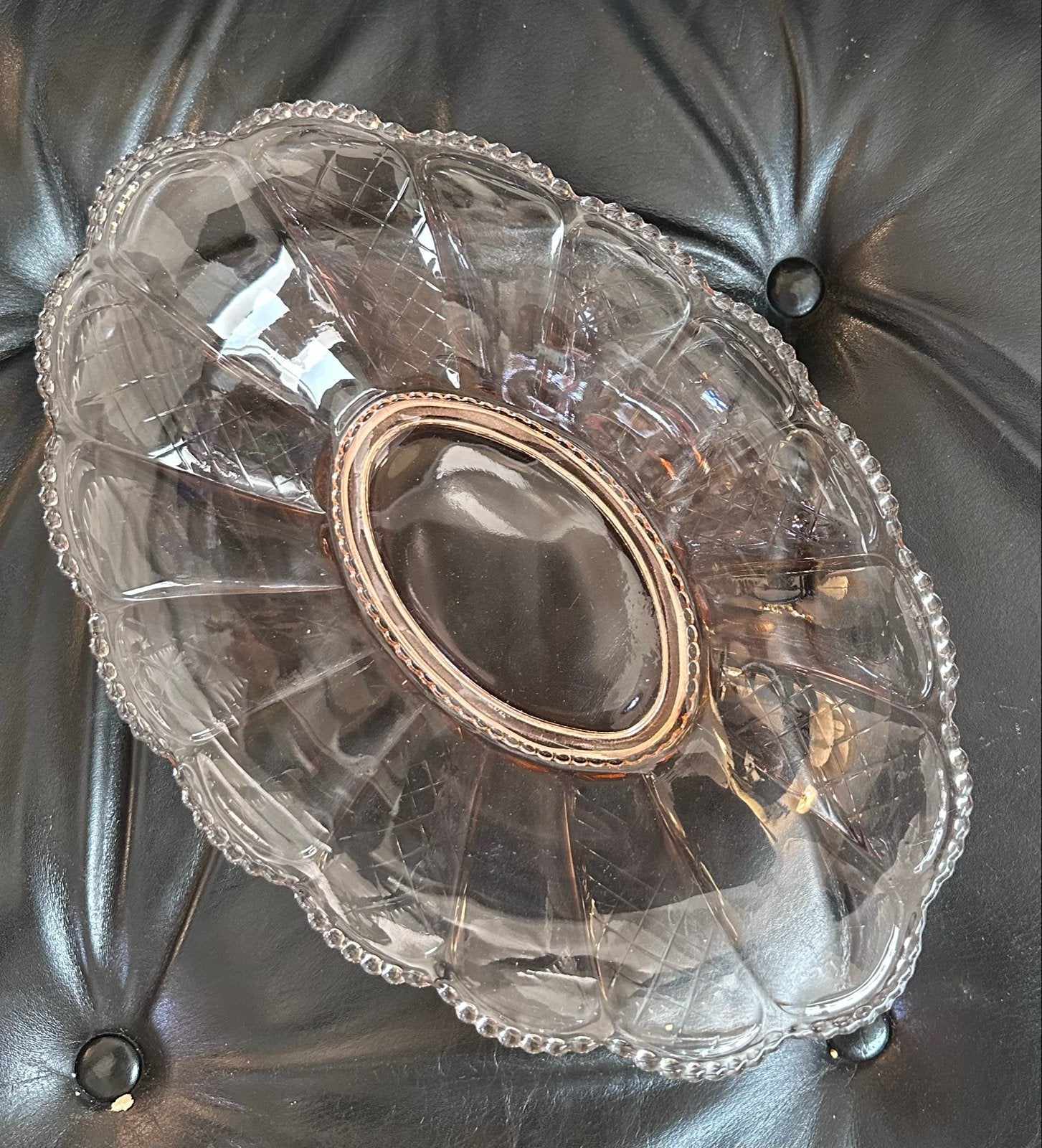 Ovale roze persglas schaal, Antiek en Kunst, Ophalen of Verzenden