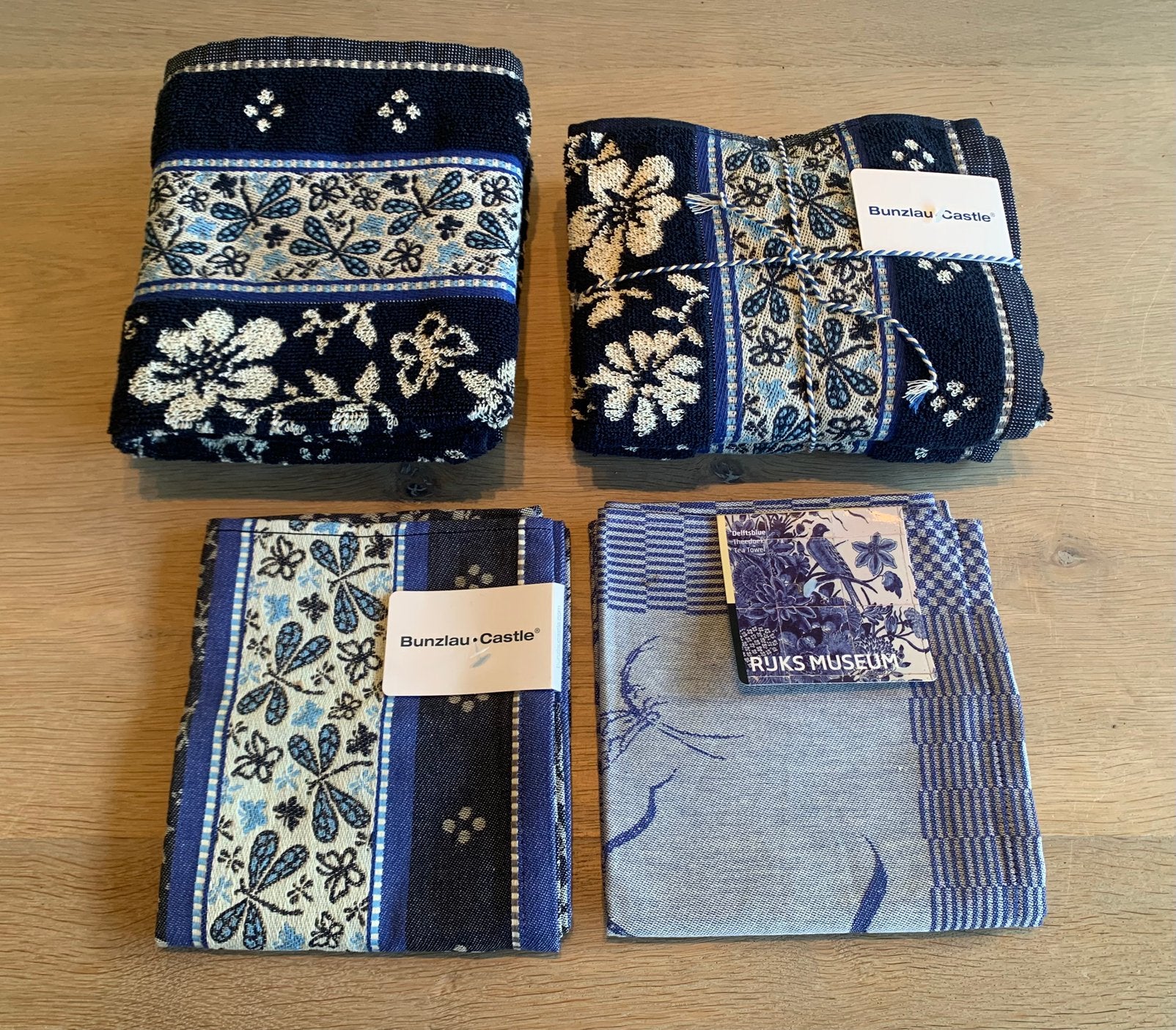6 Bunzlau Castle hand-/theedoeken NIEUW, Ophalen of Verzenden, Zo goed als nieuw, Blauw, Theedoek of Handdoek