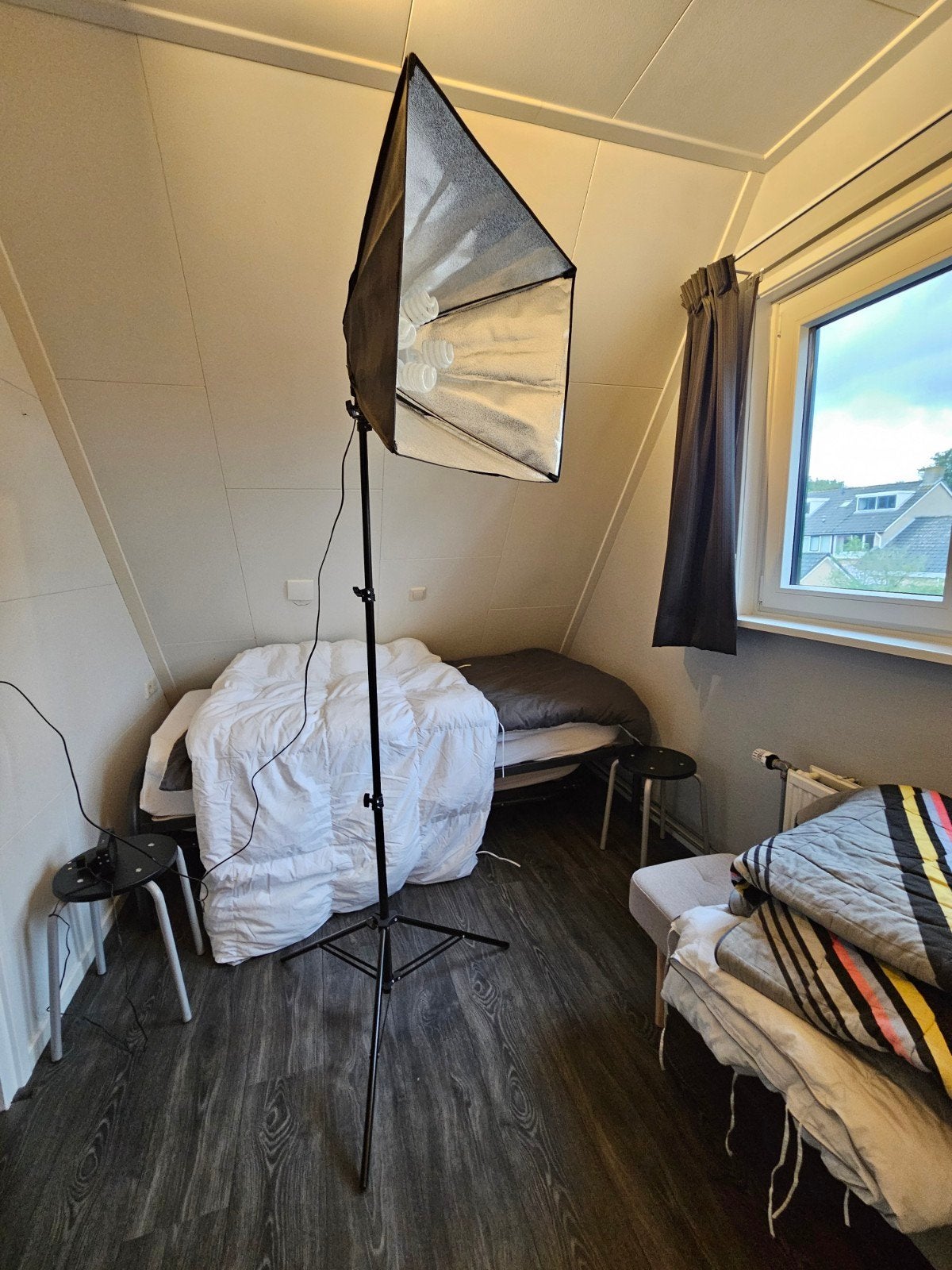 Fotostudio: Set met lampen, statief en achtergrond, Ophalen, Zo goed als nieuw, Complete fotostudio