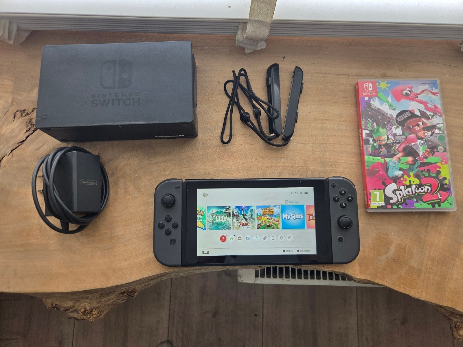 Nintendo Switch met Splatoon 2 en accessoires, Spelcomputers en Games, Ophalen, Met 2 controllers, Switch Original, Gebruikt