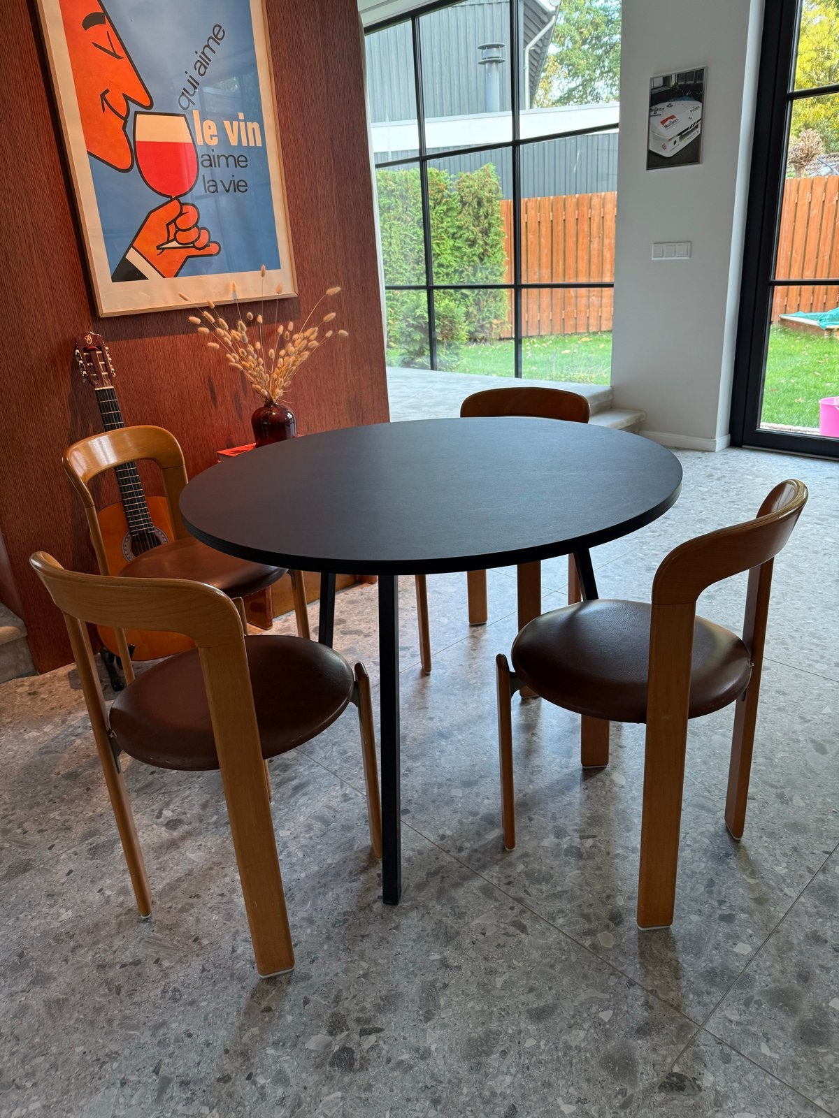 Hay Loop Stand Round eettafel Ø105 zwart linoleum, Ophalen, Overige materialen, 100 tot 150 cm, Rond