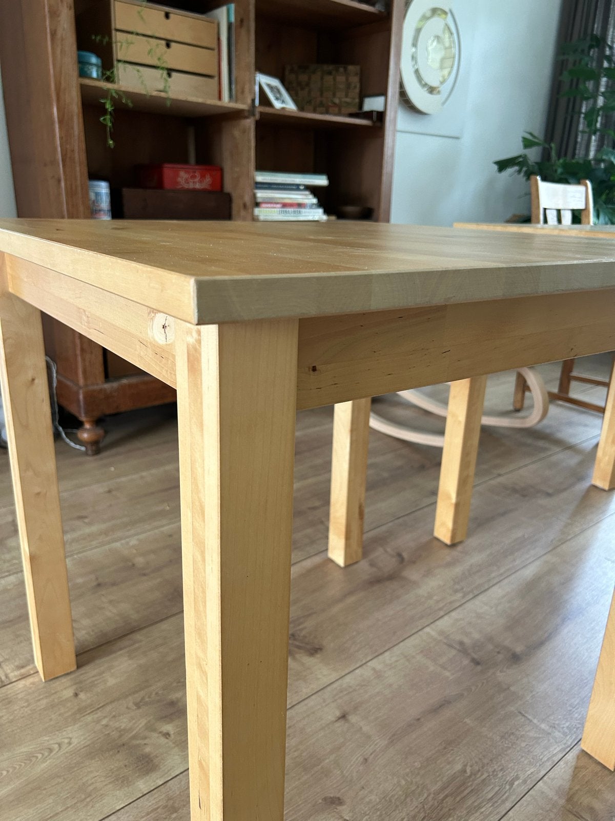 IKEA NORDEN eettafel - massief berkenhout, Ophalen, Gebruikt, 100 tot 150 cm, Vierkant