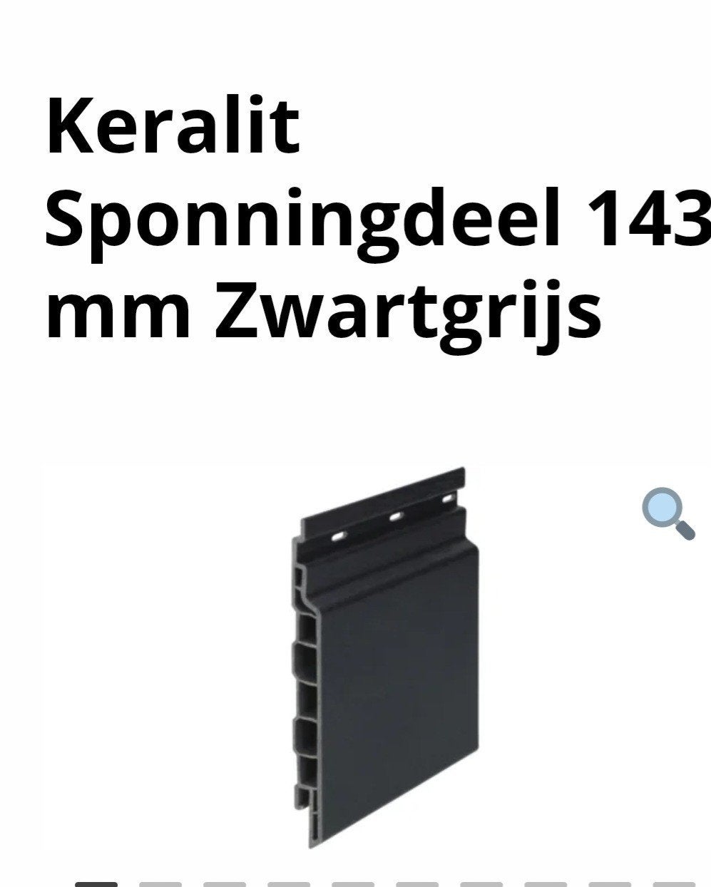 Keralit Zwartgrijs  sponningdeel 143 mm ral 7021, Doe-het-zelf en Verbouw, Platen en Panelen, Ophalen of Verzenden, Nieuw