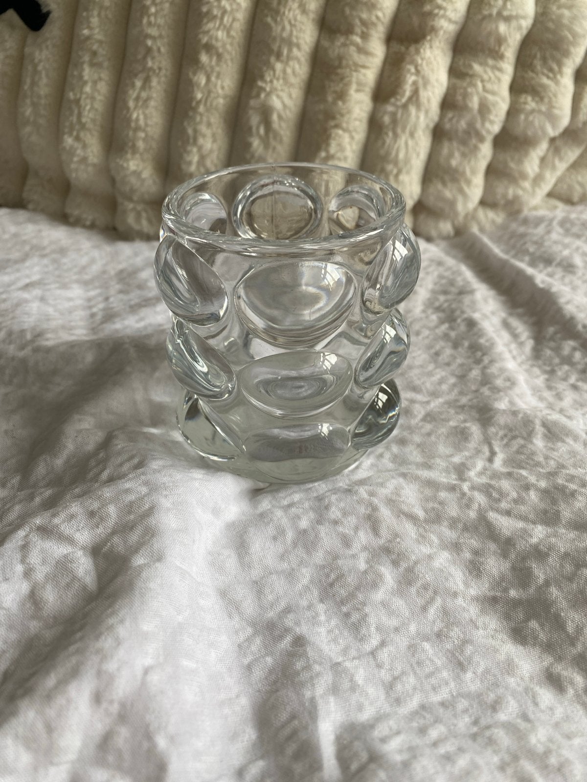 Glazen vaasje met bubbelpatroon, Ophalen, Transparant, Nieuw, Glas