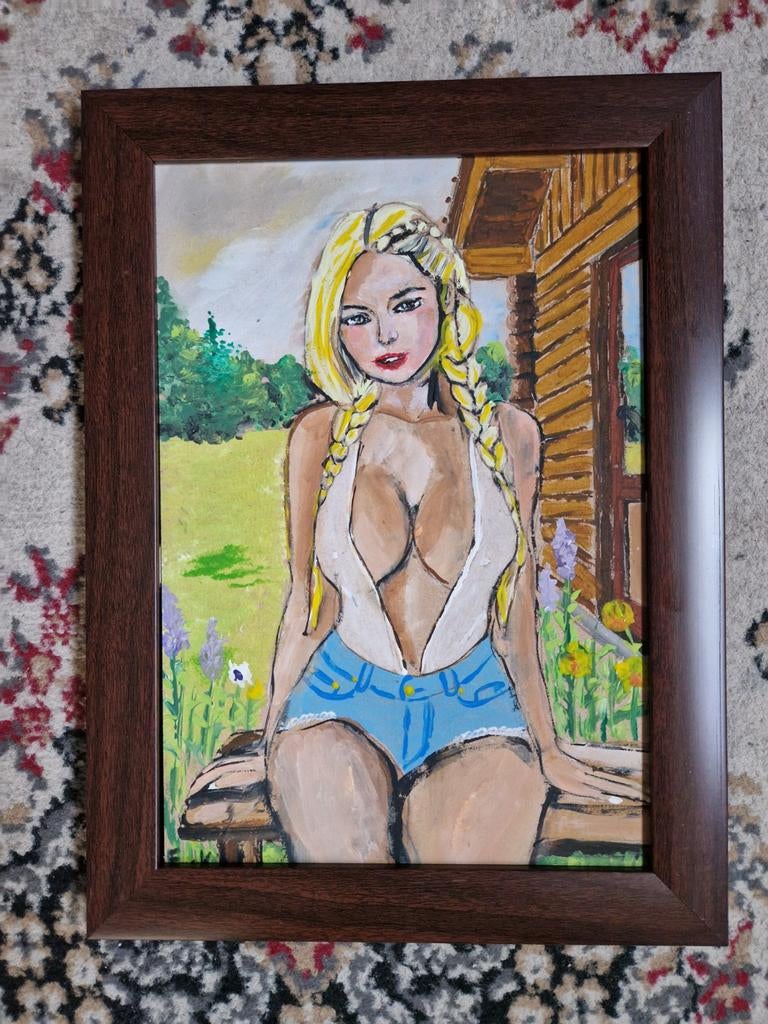 Model schilderij dame, Antiek en Kunst, Kunst | Schilderijen | Klassiek, Ophalen of Verzenden