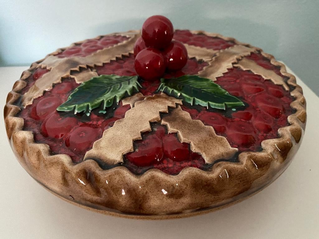 aardewerk schaal, kersentaart diameter 28 CM, Ophalen, Schaal, Rond, Zo goed als nieuw