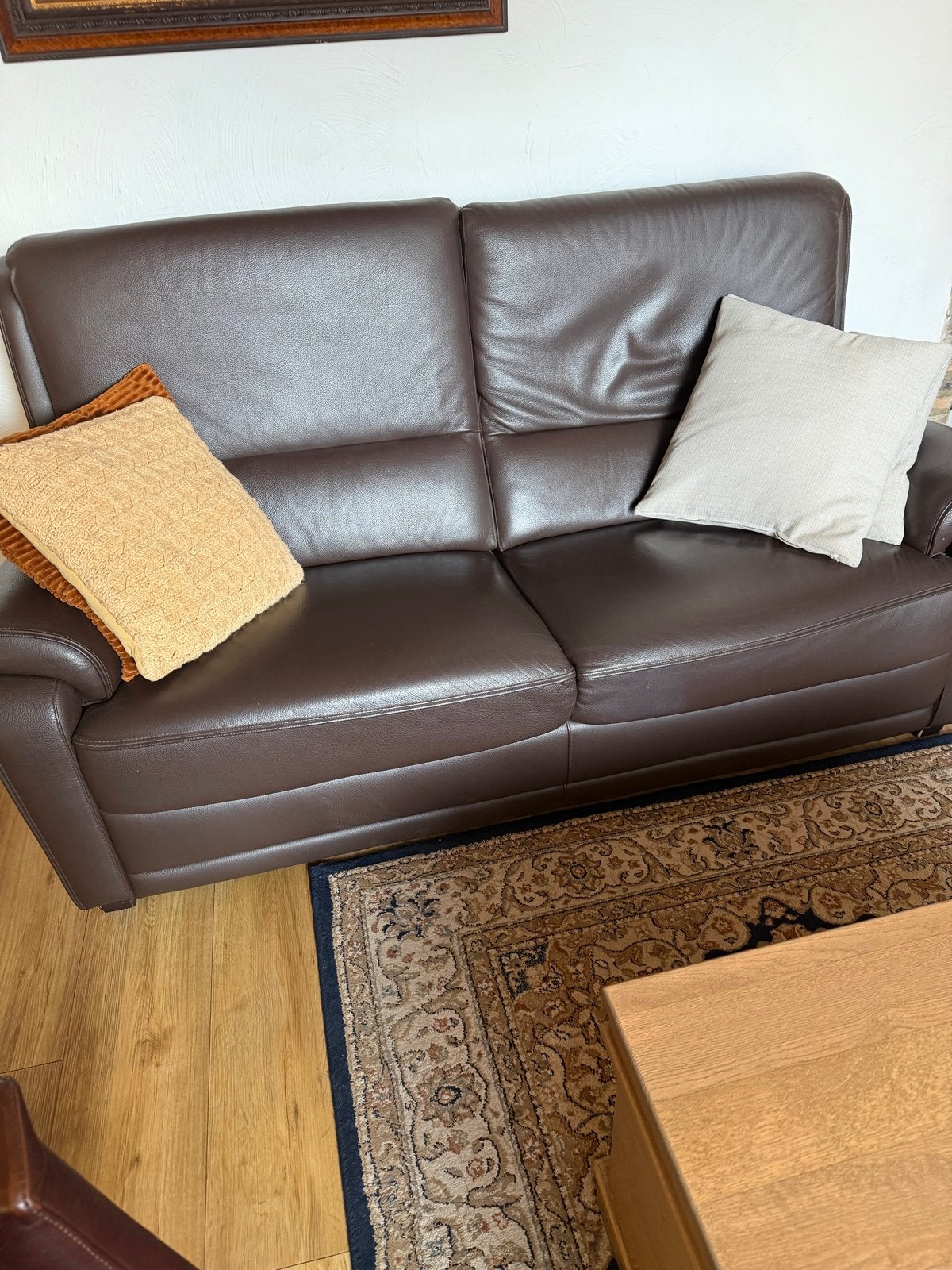 Lederen 2-zitsbank en fauteuil - Zo goed als nieuw, Ophalen, 150 tot 200 cm, Tweepersoons, Zo goed als nieuw