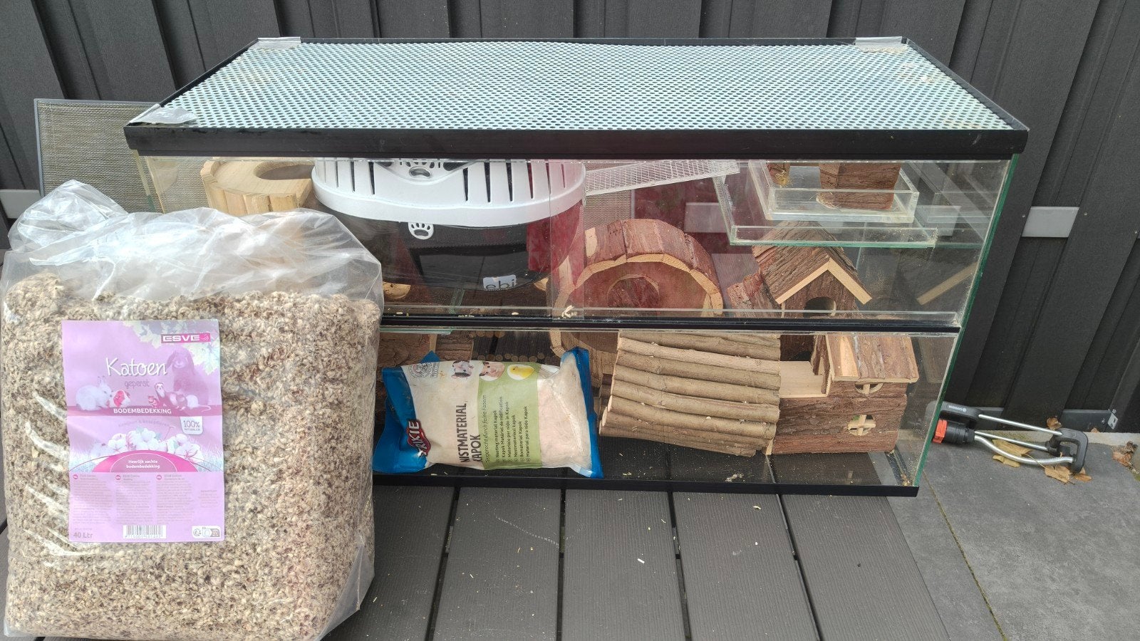 hamsterkooi/knaagdieren terrarium + reiskooi + toebehoren, Dieren en Toebehoren, Knaagdieren en Konijnen | Hokken en Kooien, Kooi