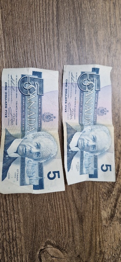 Canadese 5 dollar biljetten (gescheurd), Postzegels en Munten, Bankbiljetten | Amerika, Ophalen of Verzenden, Noord-Amerika, Setje