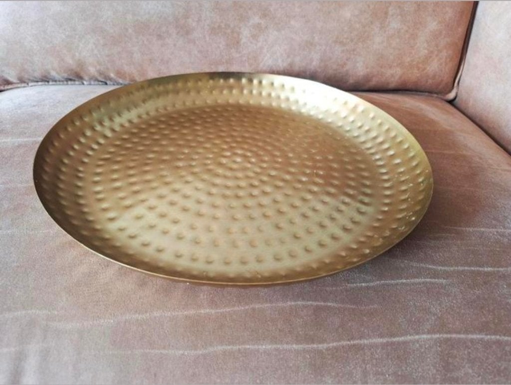 Kaarsplateau / dienblad rond massief aluminium, Huis en Inrichting, Woonaccessoires | Dienbladen, Rond, Ophalen of Verzenden, Zo goed als nieuw