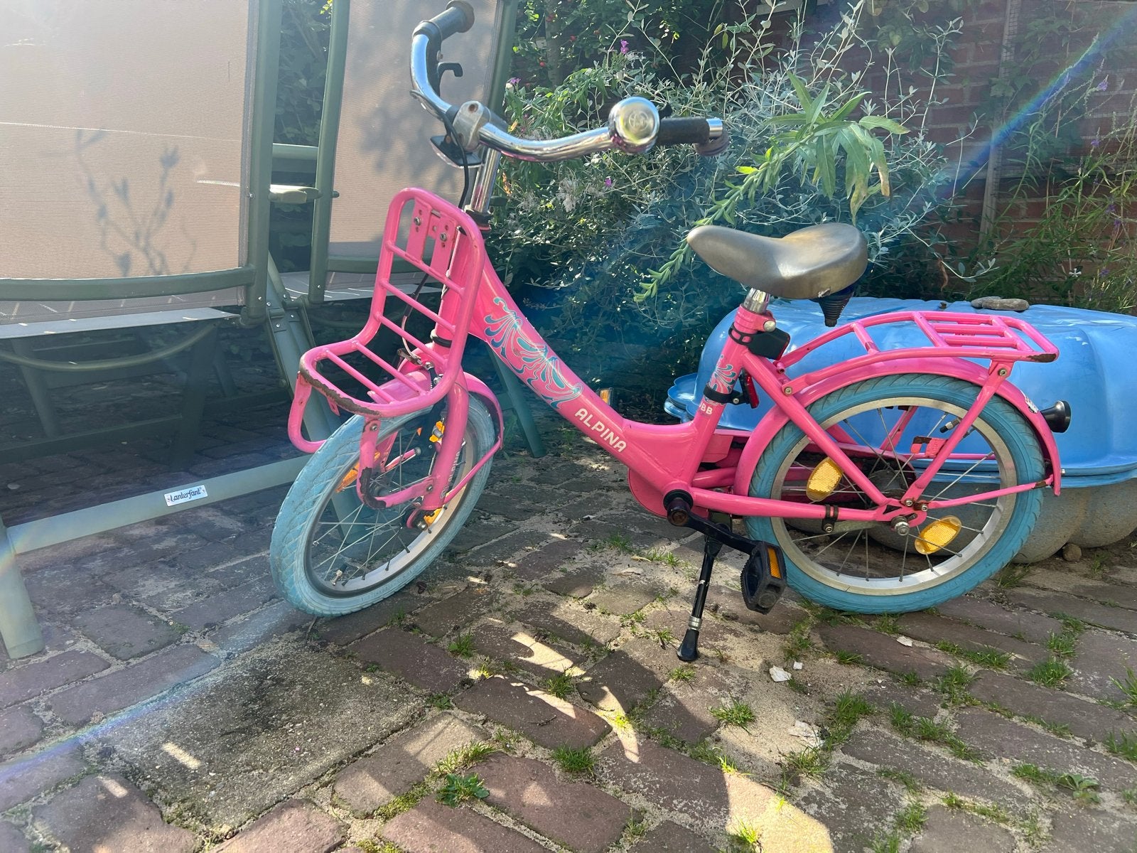 Alpina roze meisjes fiets - Goede verlichting en trappers, Ophalen, Terugtraprem, Gebruikt, Handrem