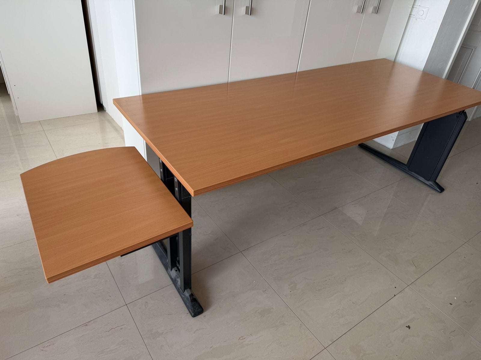 Gratis houten bureau met extra blad en ladeblok, Ophalen, Opzetstuk, Zo goed als nieuw, Hout