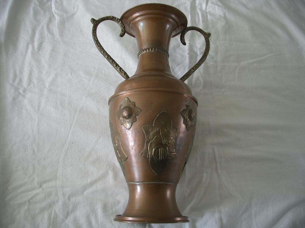 vaas marokko antiek sahara brons koper palmboom decoratie, Ophalen of Verzenden