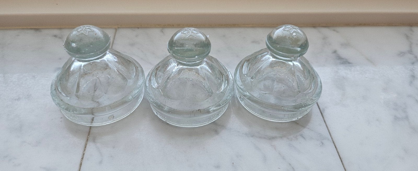 Set van 3 glazen deksels voor koffiepotten of suikerpotten, Ophalen