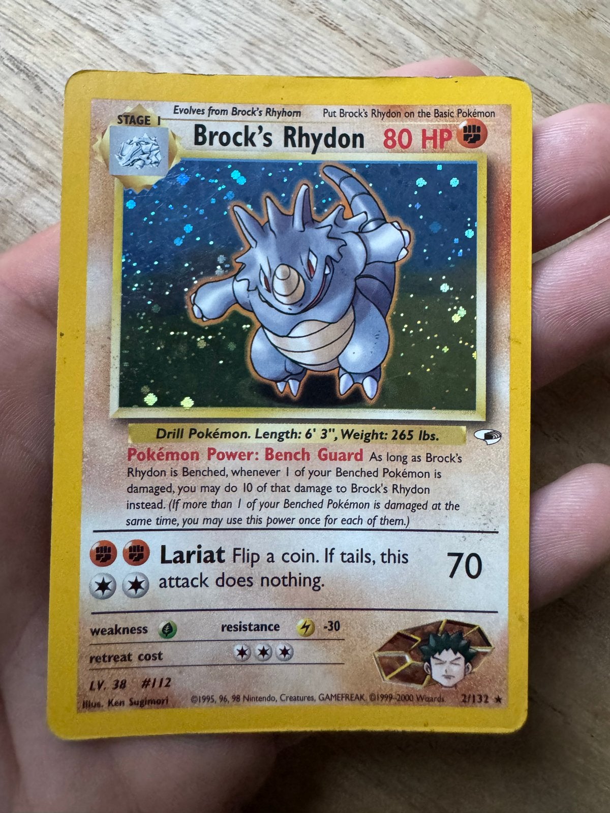 Pokémon Kaart: Brock's Rhydon (Foil, Gym Heroes Set), Ophalen of Verzenden, Losse kaart, Foil