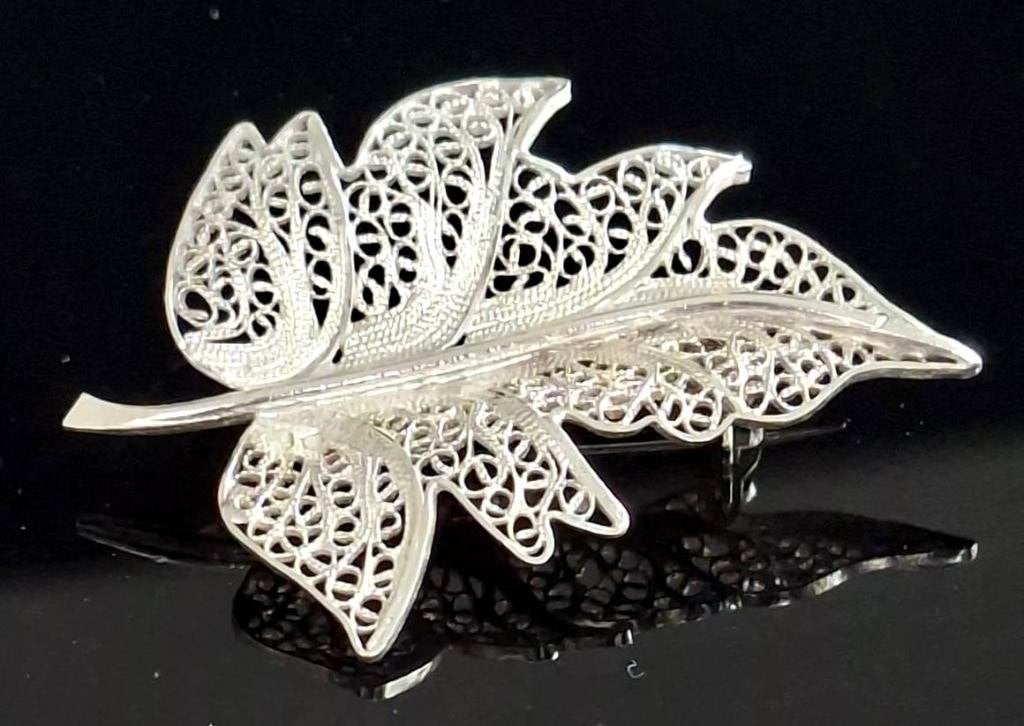 Schitterende Antieke Portugese Zilver Filigrein Broche, Ophalen of Verzenden, Zilver, Broche
