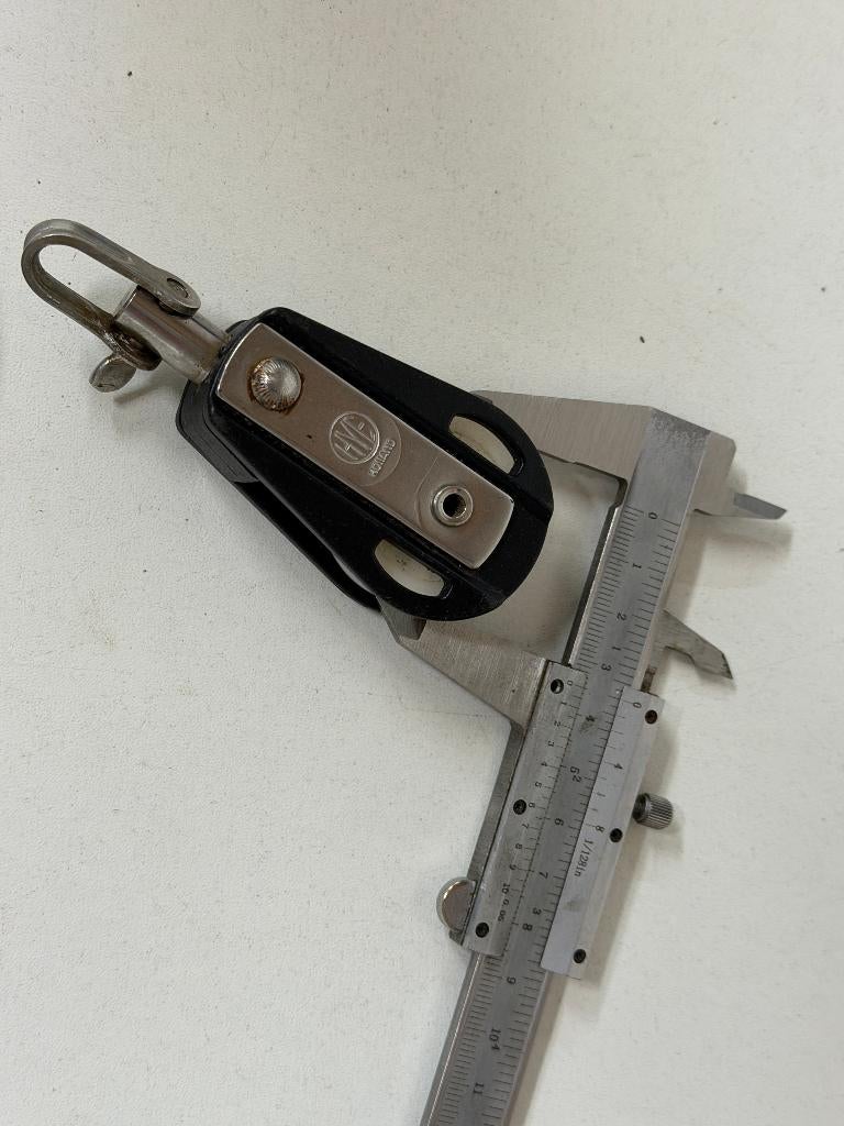 3 x HYE 1 schijfs blok 35 mm tot 10 mm lijn met wartel, Watersport en Boten, Accessoires en Onderhoud, Ophalen of Verzenden, Gebruikt