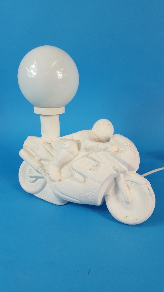Vintage lamp Motorrijder van gips, bol van kunststof. K13, Tweedehands verkoop, Tweedehands verkoop, Gebruikt, Ophalen of Verzenden