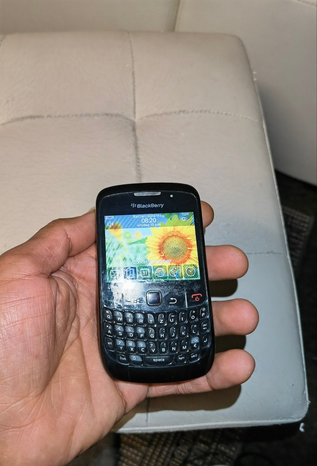 Goedwerkende blackberry curve 8520 black edition met fysiek, Ophalen of Verzenden, Gebruikt