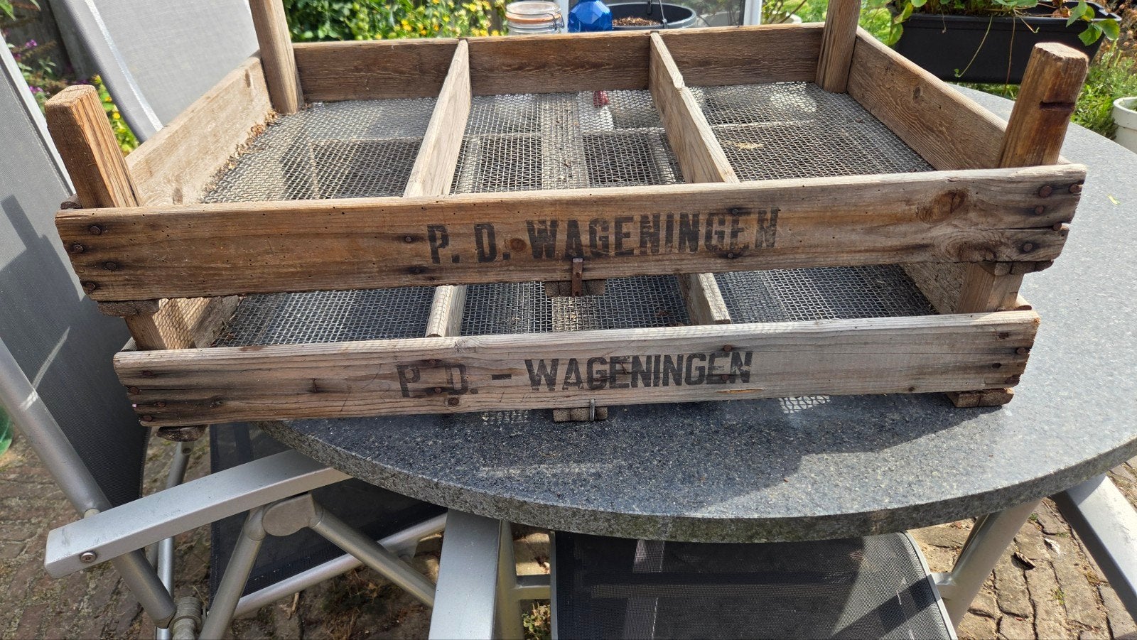 Vintage houten zeefbak voor appels, Ophalen