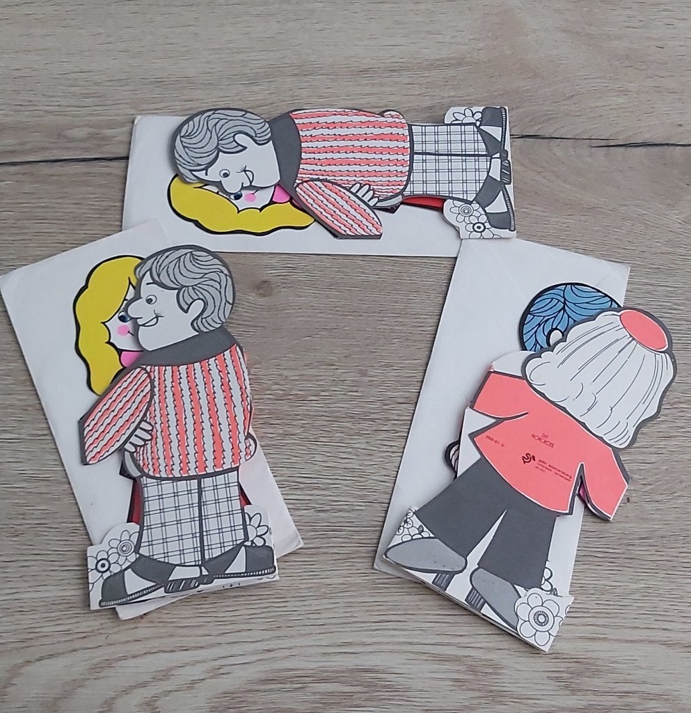 3 Identieke Vintage Jaren70 ( pop-up ) Kaarten Met Envelop., Ophalen of Verzenden, 1960 tot 1980, Ongelopen, Feest(dag)