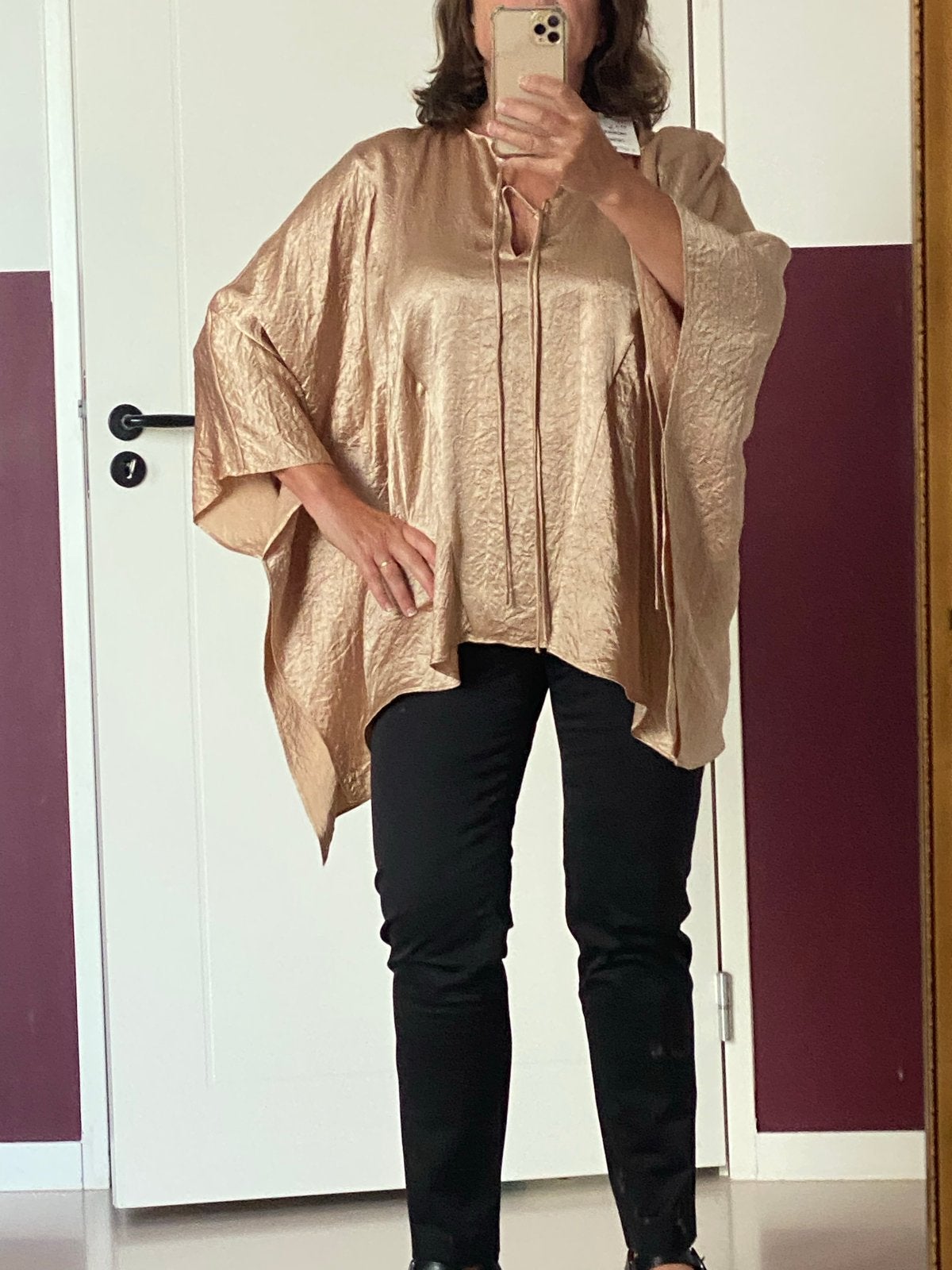 Zara Gouden Kimono Blouse Maat M, Maat 38/40 (M), Nieuw, Ophalen of Verzenden, Lange mouw