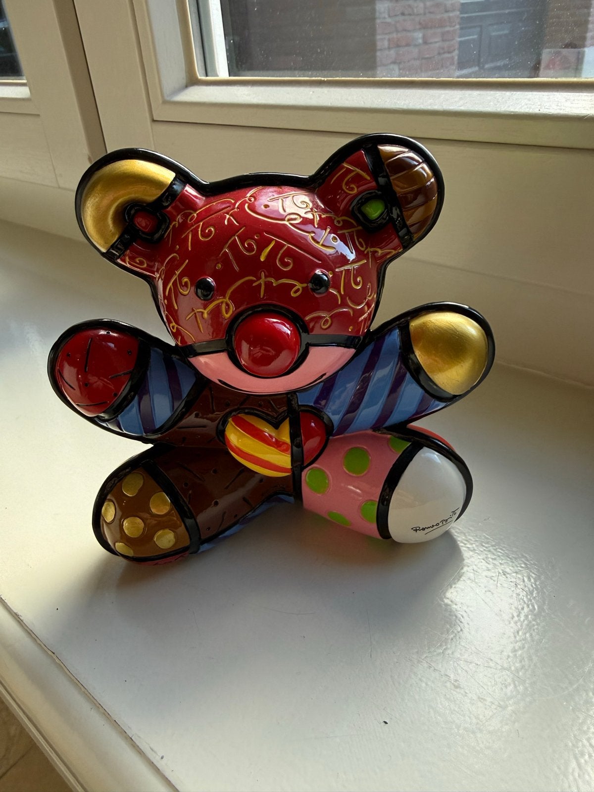 Romero Britto Love Bear Beeldje - 14 cm hoog, Ophalen, Zo goed als nieuw, Dier