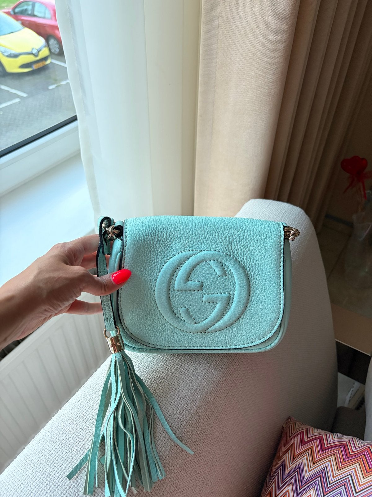 Gucci Soho Disco Tas - Zo Goed als Nieuw, Sieraden, Tassen en Uiterlijk, Ophalen of Verzenden, Zo goed als nieuw, Blauw, Schoudertasje