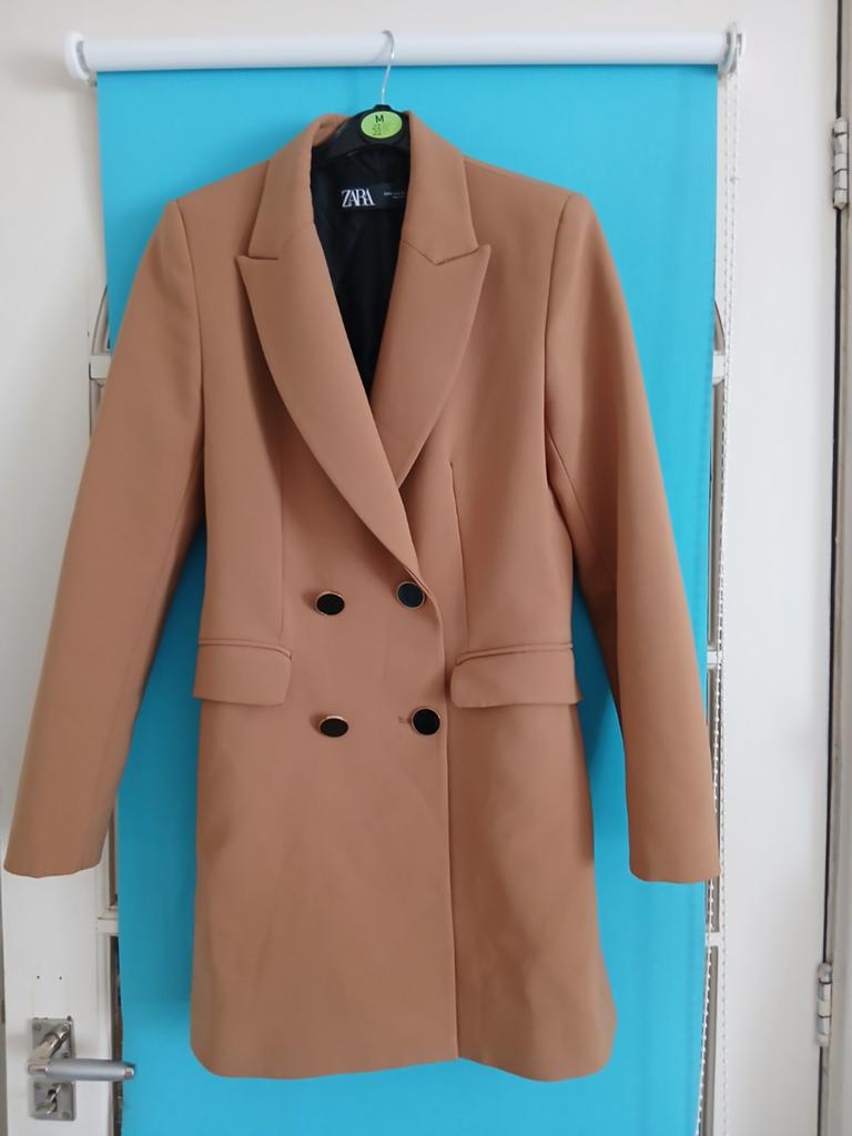 Bruine Lange Blazer Maat S Zara, Ophalen of Verzenden, Zo goed als nieuw, Maat 38/40 (M), Bruin
