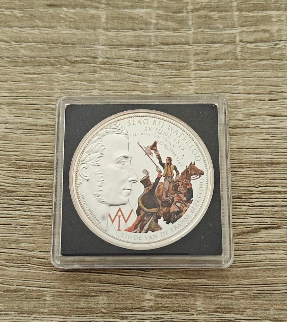 Verzillverde herdenkingsmunt Slag bij Waterloo 1815, Ophalen of Verzenden, Losse munt, Zilver