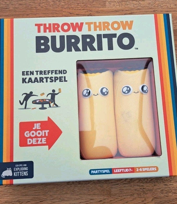 Throw Throw Burrito: Een Treffend Kaartspel, Een of twee spelers, Ophalen of Verzenden, Zo goed als nieuw, Exploding Kittens