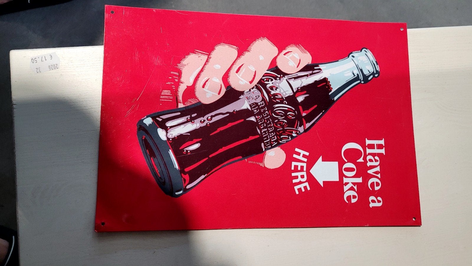 Vintage Coca-Cola Reclamebord - Have a Coke Here, Ophalen of Verzenden, Reclamebord