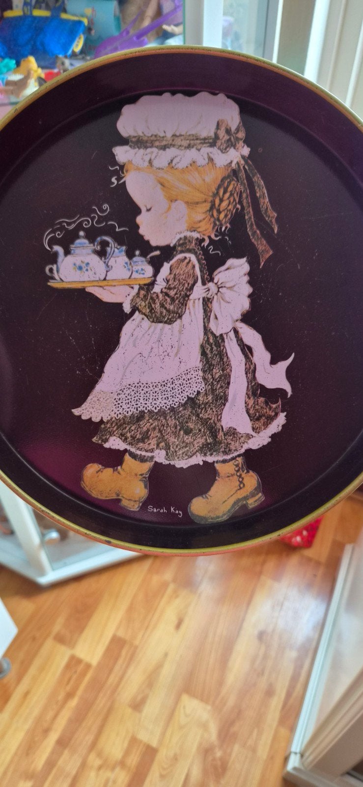 Vintage Sarah Kay dienblad en onderzetters set, Ophalen of Verzenden