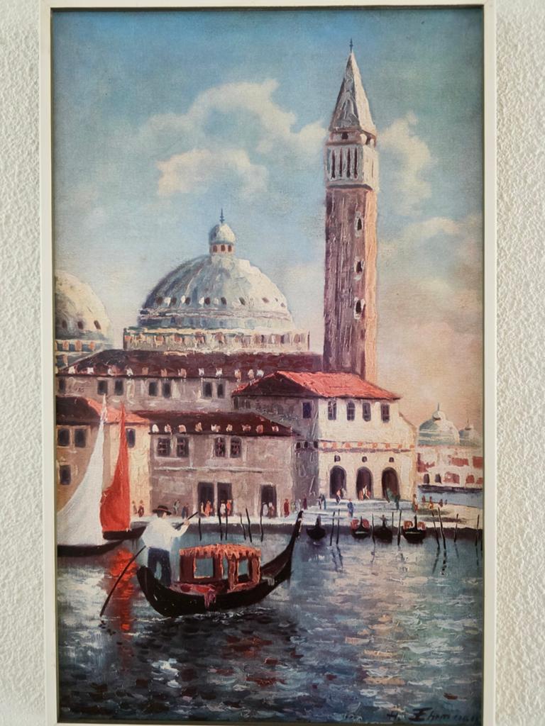 Schilderij Venetië met gondel en San Giorgio Maggiore, Antiek en Kunst, Ophalen