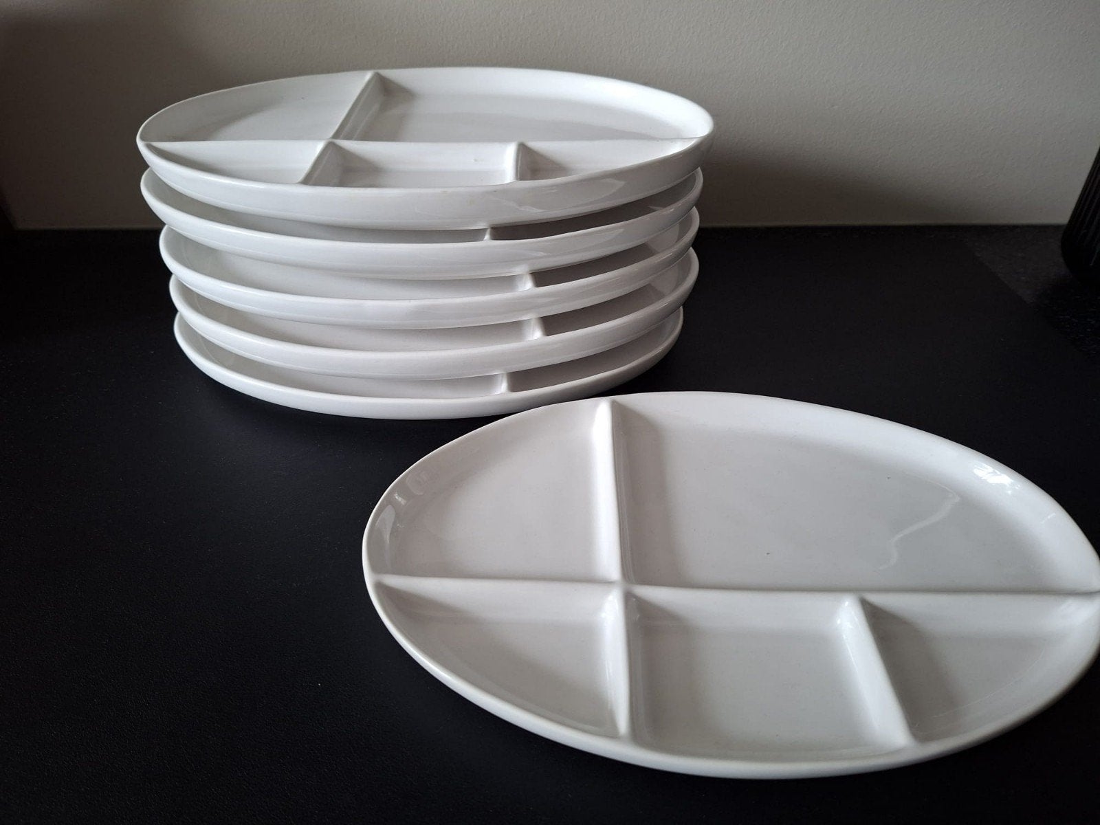 6 Witte Gourmet Borden - Ideaal voor een Feestelijk Diner, Ophalen, Gebruikt, Keramiek, Bord(en)