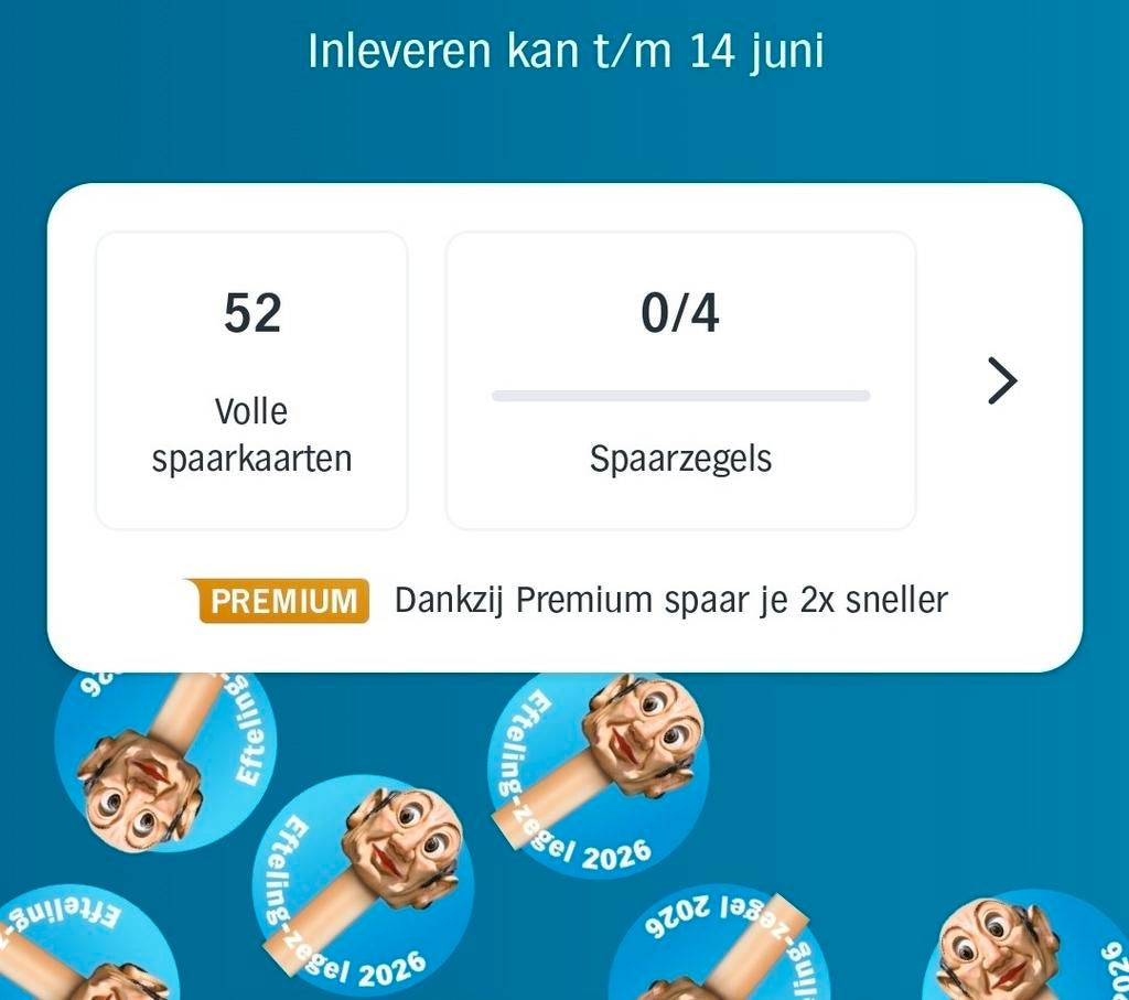 Efteling spaarzegels 2026 - 5 Volle voor €1,00, Plus, Ophalen