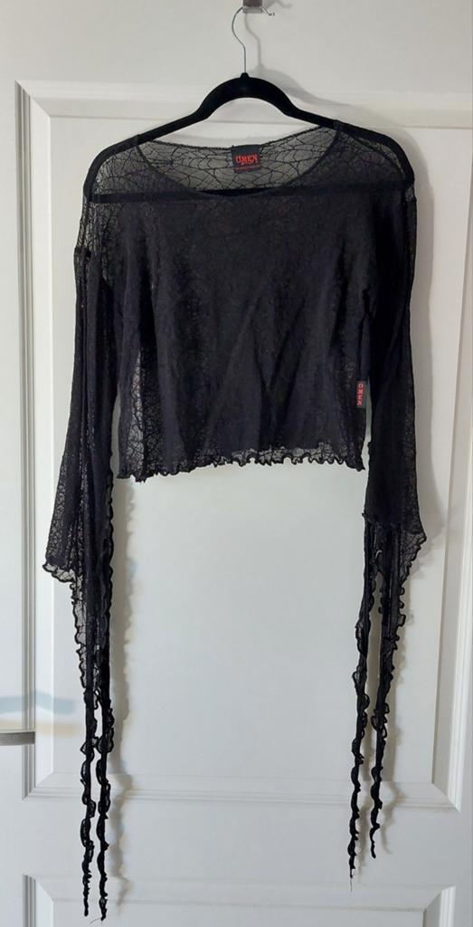 Gothic, Omen, crop top, Kleding | Dames, Tops, Ophalen of Verzenden, Zo goed als nieuw, Zwart