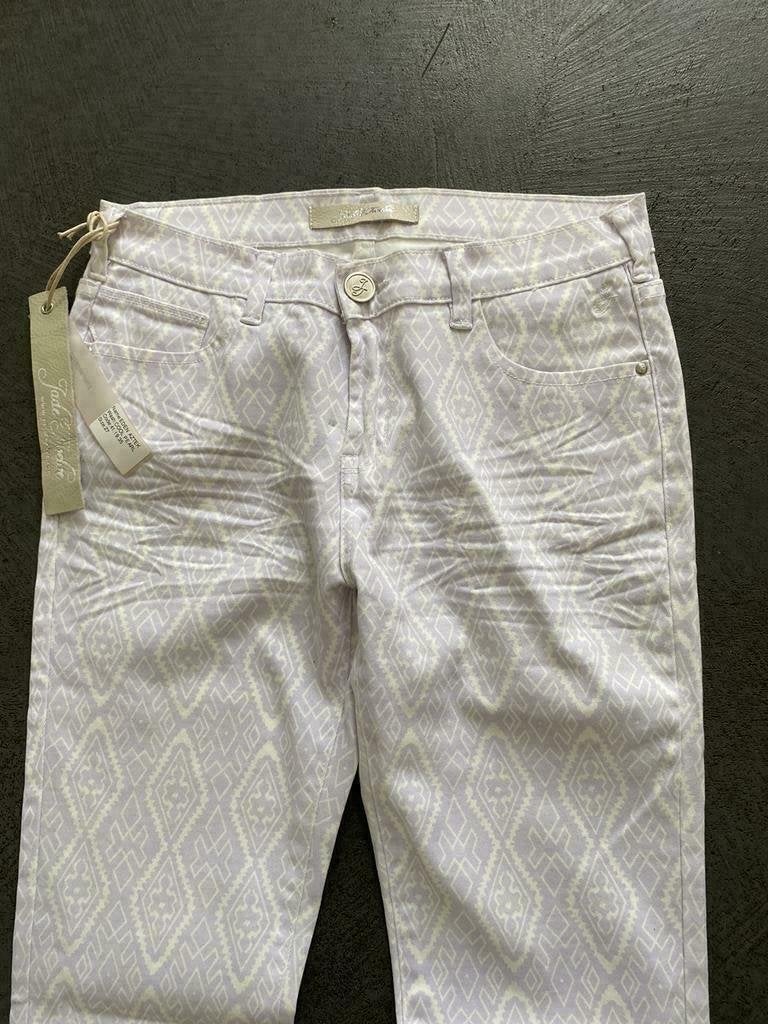 F770 Nieuw jeans Jade Twelve maat W27=XS=34 broek lila+wit, Kleding | Dames, Spijkerbroeken en Jeans, Jade Twelve, Wit, Nieuw