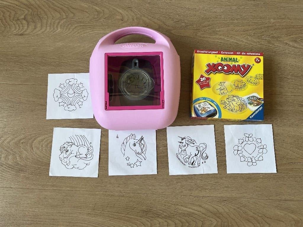 Xoomy tekenmachine tafel unicorn met uitbreidingsset dieren, Ophalen of Verzenden, Gebruikt, Knutselen