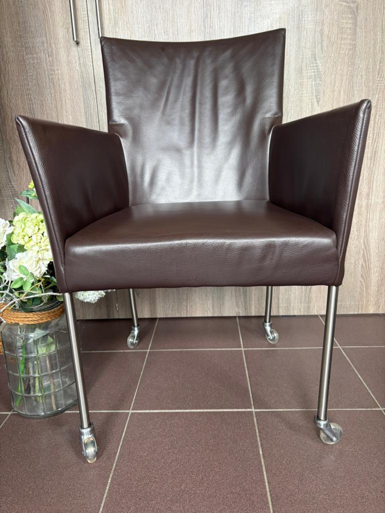 Bert Plantagie eetkamerstoelen bruin, Huis en Inrichting, Stoelen, Gebruikt, Twee, Bruin, Leer