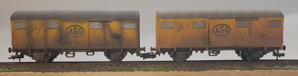 Fleischmann H0 -5332- set 2 gesloten goederenwagens ASG/SJ, Gebruikt, Gelijkstroom, Fleischmann, Wagon