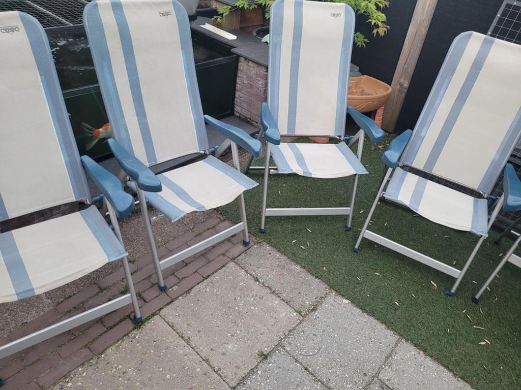 6 Crespo campingstoelen in verschillende kleuren, Ophalen, Gebruikt