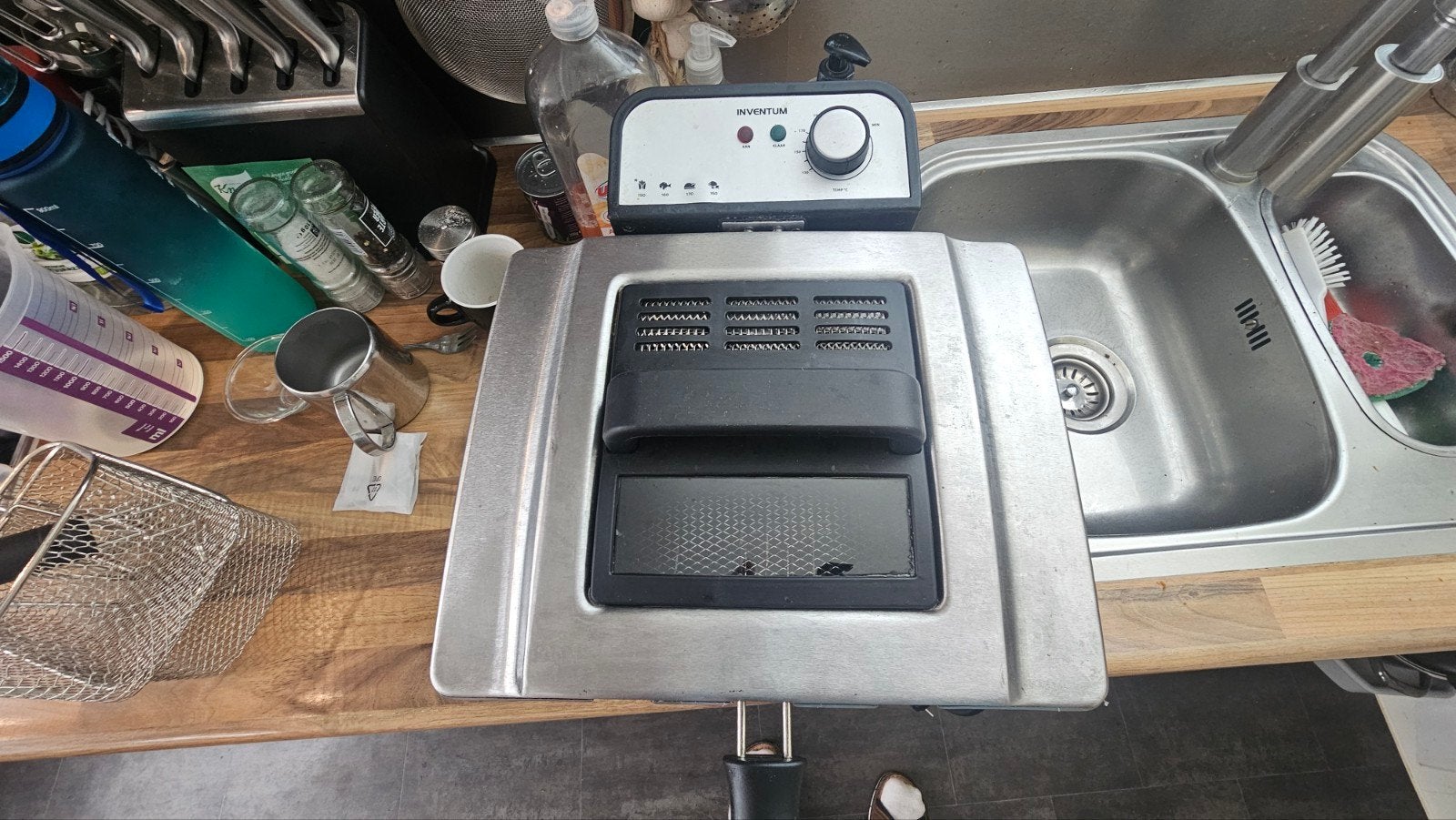Inventum Dubbele Frituurpan GF750SDI - 3000W, 4 liter of meer, Ophalen of Verzenden, Gebruikt, Duo-friteuse