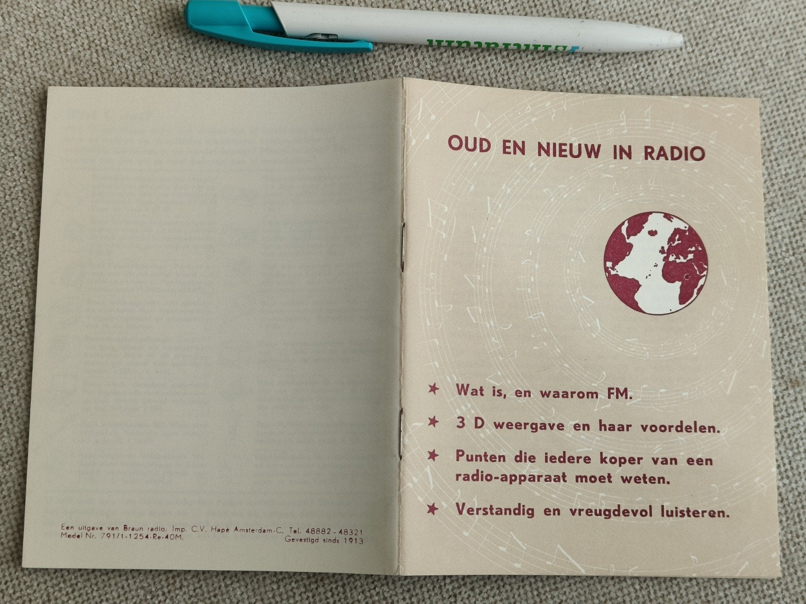 FOLDER C.V. HAPÉ, BRAUN RADIO, GRAMOFOON, Boeken, Ophalen of Verzenden, Gelezen