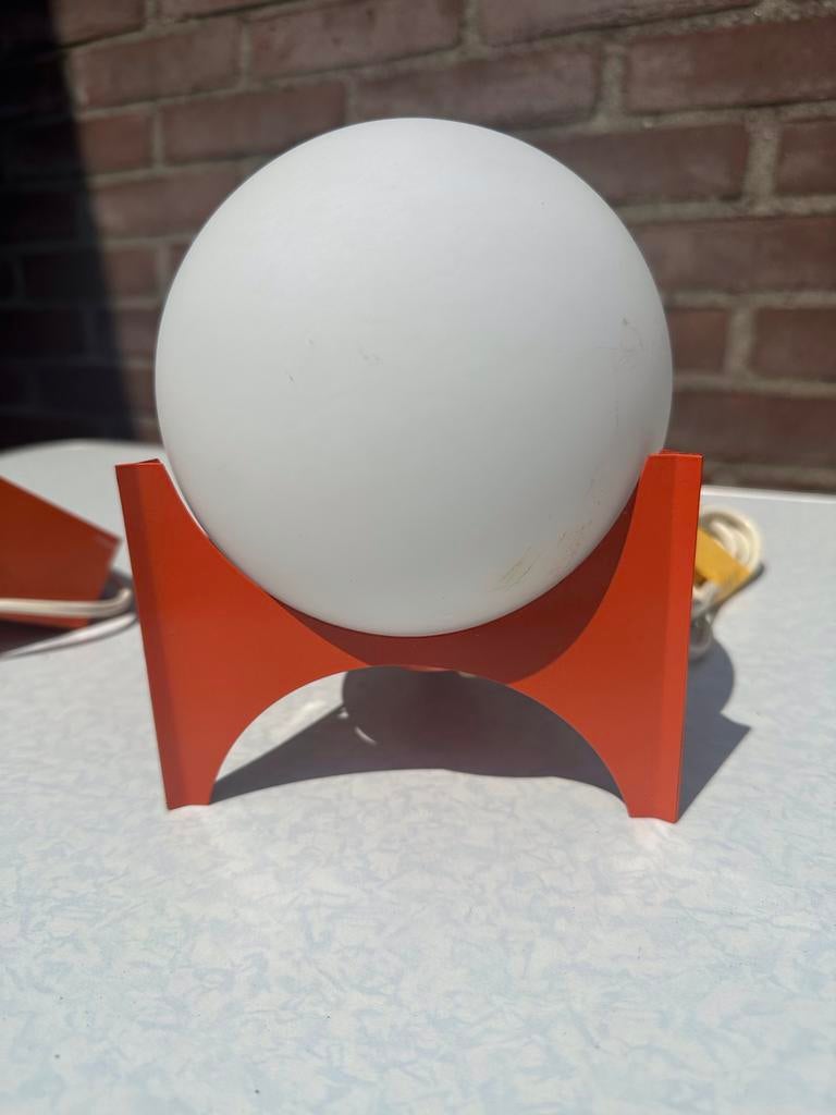 Vintage Space Age Tafellamp - Oranje Bol Lamp, Ophalen of Verzenden, Zo goed als nieuw