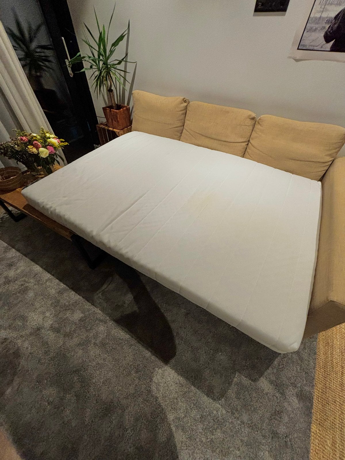 IKEA ÅFJÄLL slaapbank/matras 140x200, Ophalen, Wit, Tweepersoons, 140 cm