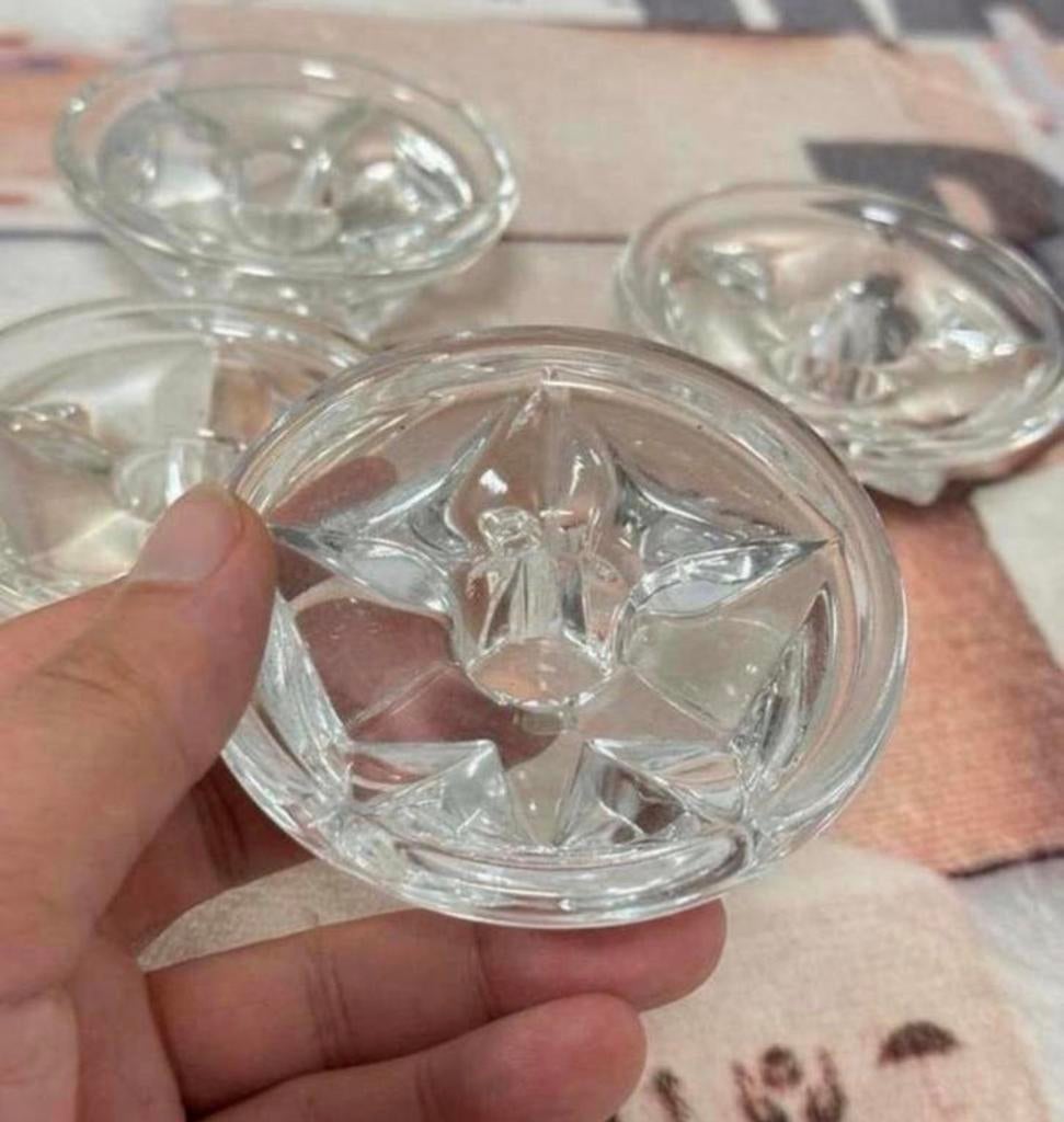4x glazen kandelaars kaarsenhouders kaarsenhouder vintage, Ophalen of Verzenden, Glas