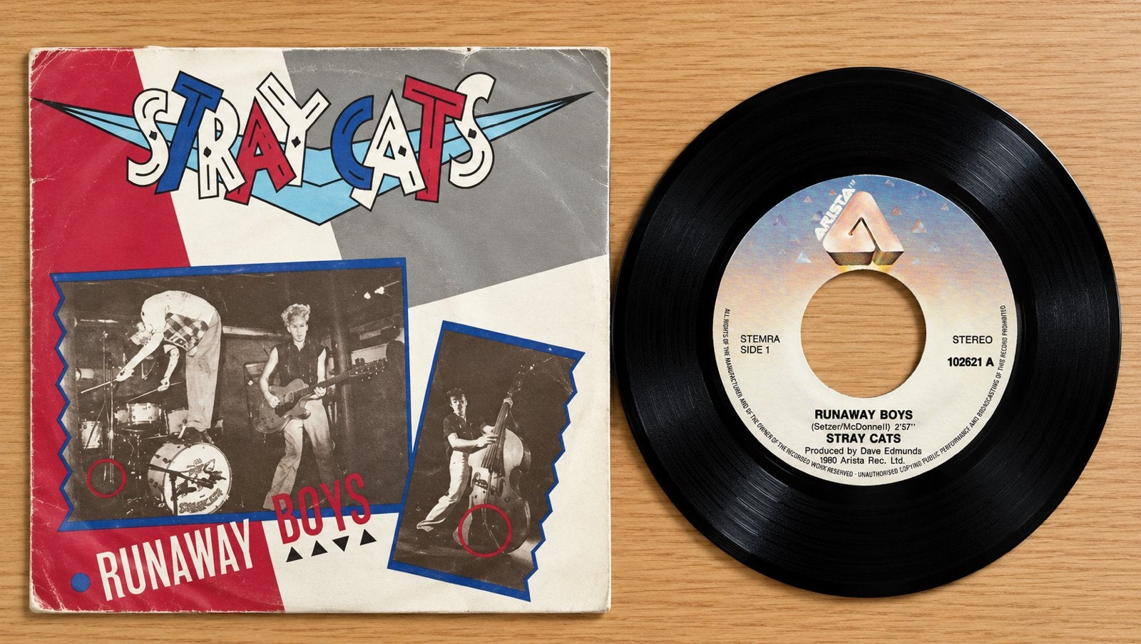 Stray Cats – Runaway Boys / Single 7 / VG+ / 25-10, Ophalen of Verzenden, Zo goed als nieuw, Pop